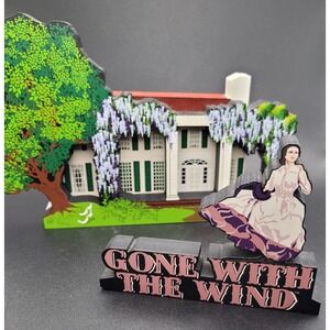Vintage Sheila's Gone With the Wind Tara Revisited 2Pc WoodDisplay Set 1999 wBox